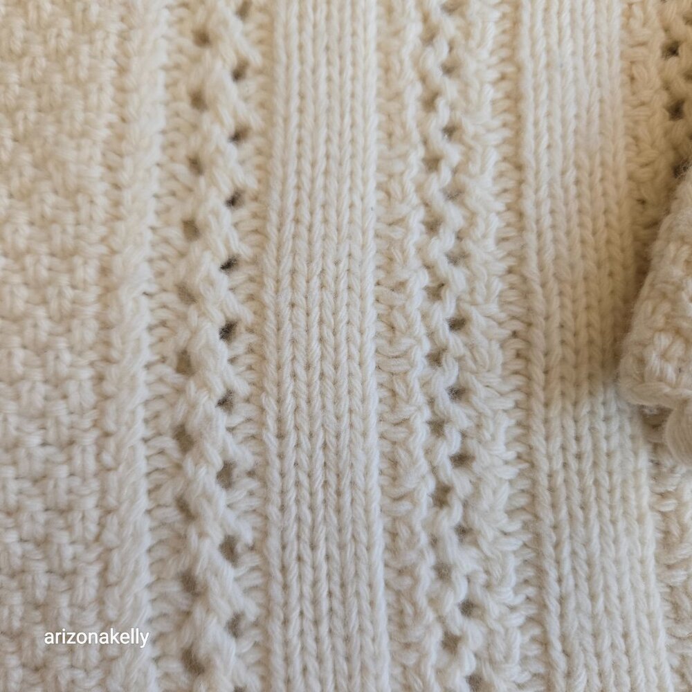 J. Crew Wool Cashmere Handknit Open Front Pointelle Cardigan Sweater - Picture 7 of 9